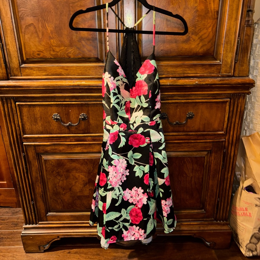 B Darlin Black Floral Dress
